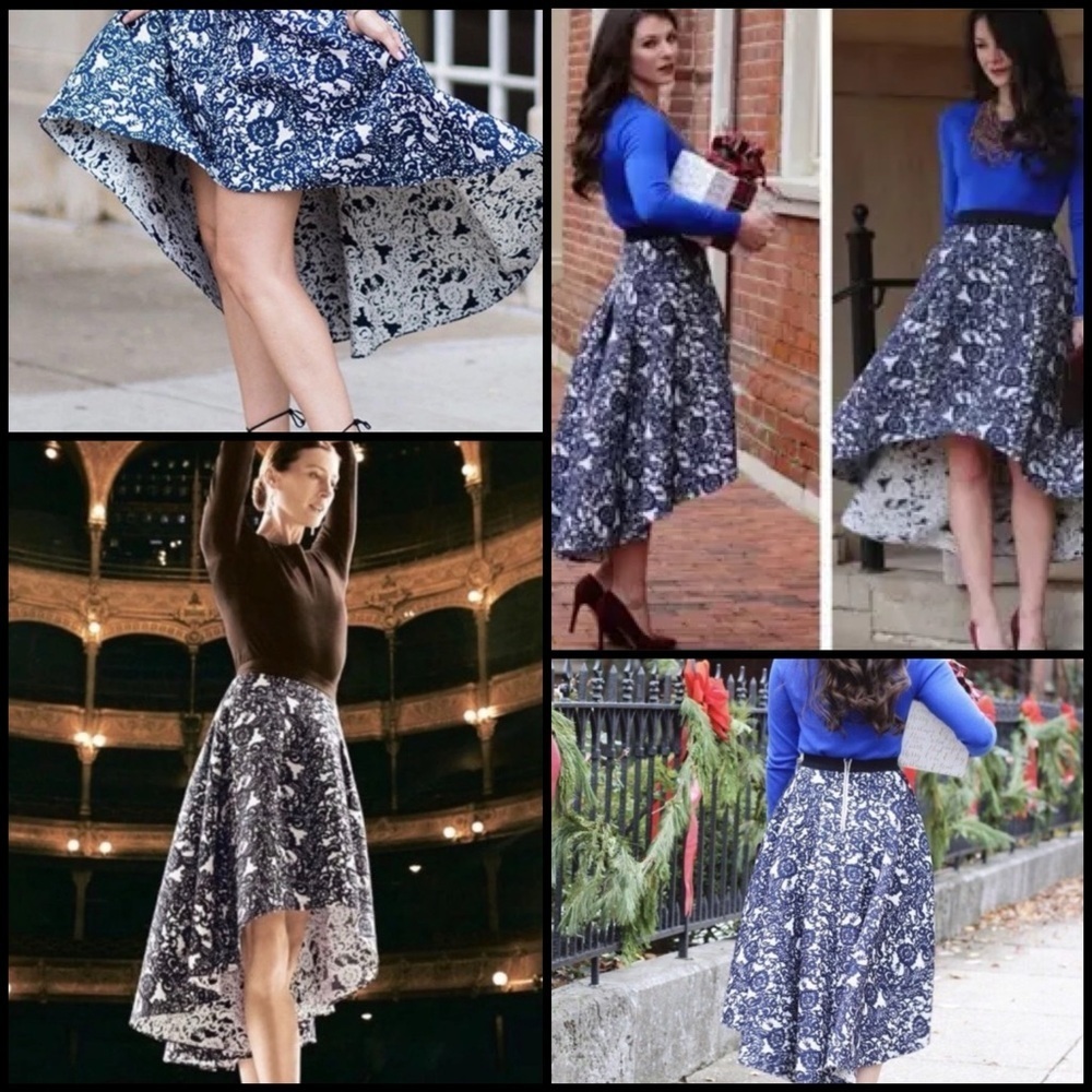 Anthropologie Sachin & Babi Vespertine  Blue Floral High-Low Jacquard Skirt 4